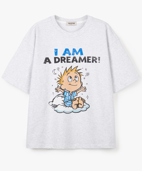 THESTORI(ザ・ストリ)の「ドリーマーダブル半袖Tシャツ(ホワイトメランジ)(Tシャツ/カットソー・メンズ・その他・1(M)/2(L))」の2枚目の写真