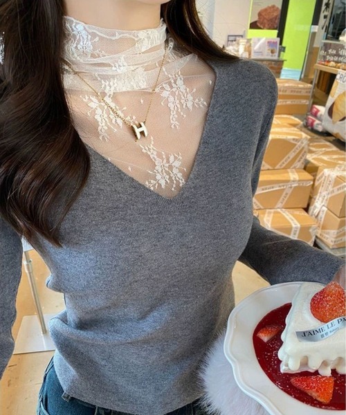 B.I.D.(ビーアイディー)の「《Bz》【456891】レース柄シースルートップス(RZ)(Tシャツ/カットソー・レディース・ホワイト/ブラック・F)」の6枚目の写真