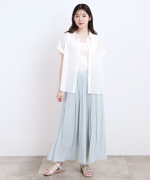 grove(グローブ)の「【洗える・体型カバー】レースドルマンシャツ(シャツ/ブラウス・レディース・オレンジ/オフホワイト/ブラウン系その他/ブラック・02/03)」の2枚目の写真