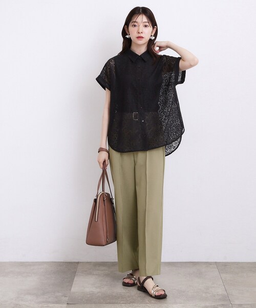 grove(グローブ)の「【洗える・体型カバー】レースドルマンシャツ(シャツ/ブラウス・レディース・オレンジ/オフホワイト/ブラウン系その他/ブラック・02/03/04/05/01)」の6枚目の写真
