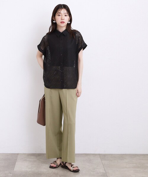 grove(グローブ)の「【洗える・体型カバー】レースドルマンシャツ(シャツ/ブラウス・レディース・オレンジ/オフホワイト/ブラウン系その他/ブラック・02/03/04/05/01)」の7枚目の写真
