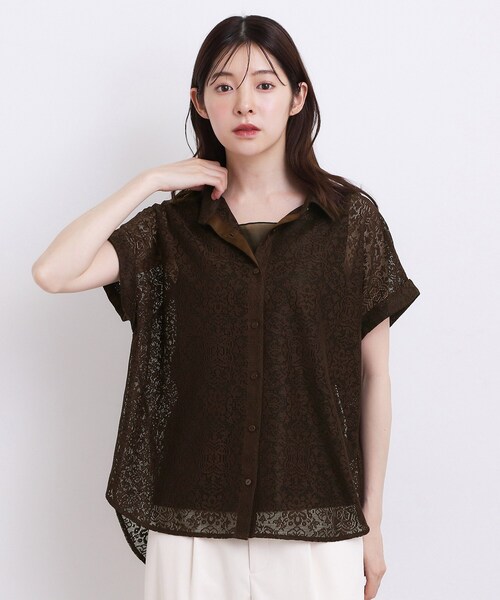 grove(グローブ)の「【洗える・体型カバー】レースドルマンシャツ(シャツ/ブラウス・レディース・オレンジ/オフホワイト/ブラウン系その他/ブラック・02/03/04/05/01)」の9枚目の写真