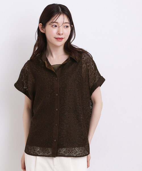 grove(グローブ)の「【洗える・体型カバー】レースドルマンシャツ(シャツ/ブラウス・レディース・オレンジ/オフホワイト/ブラウン系その他/ブラック・02/03/04/05/01)」の10枚目の写真