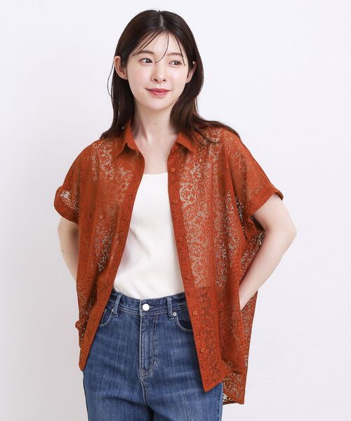 grove(グローブ)の「【洗える・体型カバー】レースドルマンシャツ(シャツ/ブラウス・レディース・オレンジ/オフホワイト/ブラウン系その他/ブラック・02/03/04/05/01)」の15枚目の写真
