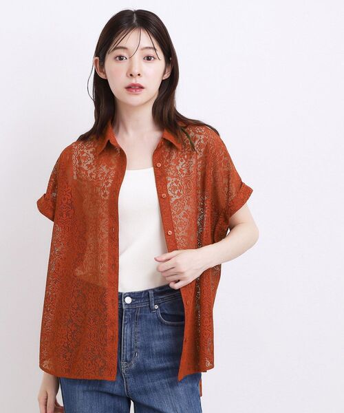 grove(グローブ)の「【洗える・体型カバー】レースドルマンシャツ(シャツ/ブラウス・レディース・オレンジ/オフホワイト/ブラウン系その他/ブラック・02/03/04/05/01)」の16枚目の写真