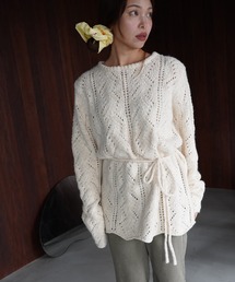 【SANSeLF】ウエストリボンリーフデザインニット saw26a001