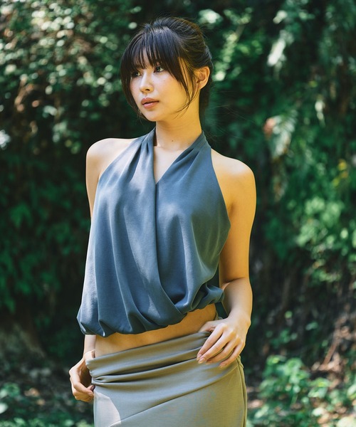 KINO THE KEI(キノザケイ)の「フィブリル ジャージー 2WAY ネック バルーントップス(セットアップ可) KINO THE KEI(タンクトップ・レディース・アッシュグレー/チャコール/アイボリー・フリー)」の12枚目の写真