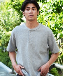 JIGGYS SHOP（ジギーズショップ）の「オーガニックコットン ワッフルサーマル ヘンリーネック 半袖Tシャツ カットソー（Tシャツ/カットソー）」