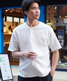 JIGGYS SHOP（ジギーズショップ）の「オーガニックコットン ワッフルサーマル ヘンリーネック 半袖Tシャツ カットソー（Tシャツ/カットソー）」