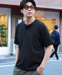 JIGGYS SHOP（ジギーズショップ）の「オーガニックコットン ワッフルサーマル ヘンリーネック 半袖Tシャツ カットソー（Tシャツ/カットソー）」