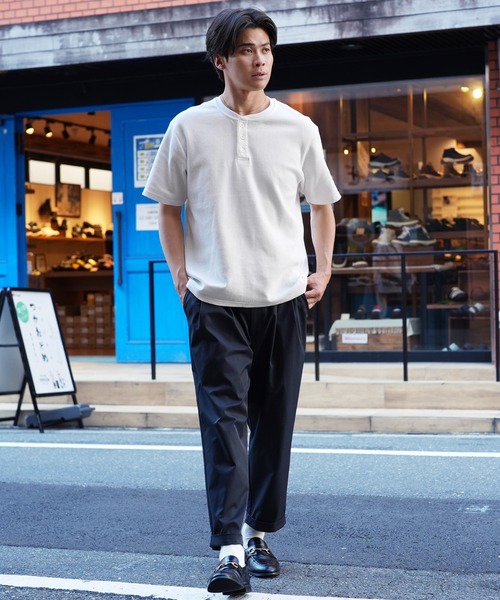 jiggys shop(ジギーズショップ)の「オーガニックコットン ワッフルサーマル ヘンリーネック 半袖Tシャツ カットソー(Tシャツ/カットソー・メンズ・杢グレー/ホワイト/ブラック・LARGE/MEDIUM/X-LARGE)」の12枚目の写真