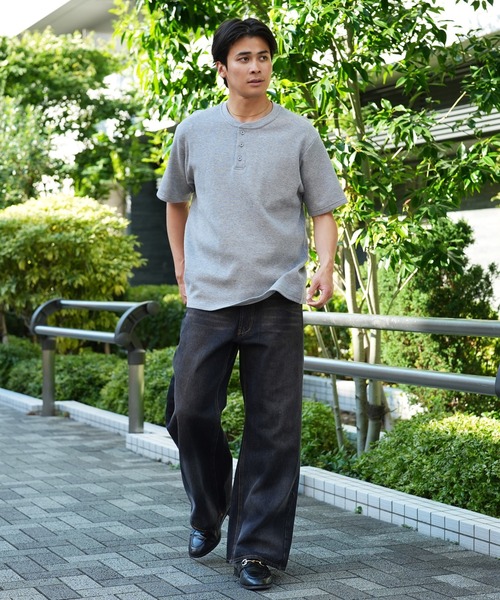 jiggys shop(ジギーズショップ)の「オーガニックコットン ワッフルサーマル ヘンリーネック 半袖Tシャツ カットソー(Tシャツ/カットソー・メンズ・杢グレー/ホワイト/ブラック・LARGE/MEDIUM/X-LARGE)」の16枚目の写真