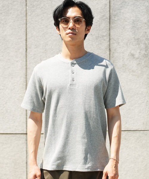 jiggys shop(ジギーズショップ)の「オーガニックコットン ワッフルサーマル ヘンリーネック 半袖Tシャツ カットソー(Tシャツ/カットソー・メンズ・杢グレー/ホワイト/ブラック・LARGE/MEDIUM/X-LARGE)」の17枚目の写真