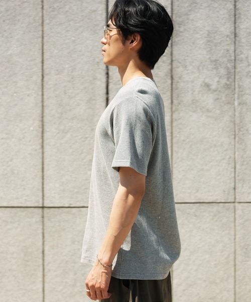 jiggys shop(ジギーズショップ)の「オーガニックコットン ワッフルサーマル ヘンリーネック 半袖Tシャツ カットソー(Tシャツ/カットソー・メンズ・杢グレー/ホワイト/ブラック・LARGE/MEDIUM/X-LARGE)」の18枚目の写真