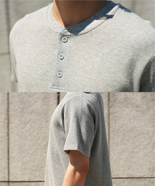 jiggys shop(ジギーズショップ)の「オーガニックコットン ワッフルサーマル ヘンリーネック 半袖Tシャツ カットソー(Tシャツ/カットソー・メンズ・杢グレー/ホワイト/ブラック・LARGE/MEDIUM/X-LARGE)」の21枚目の写真