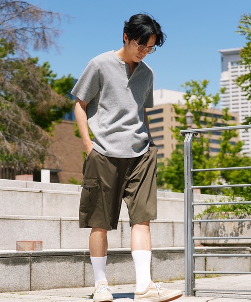 jiggys shop(ジギーズショップ)の「オーガニックコットン ワッフルサーマル ヘンリーネック 半袖Tシャツ カットソー(Tシャツ/カットソー・メンズ・杢グレー/ホワイト/ブラック・LARGE/MEDIUM/X-LARGE)」の9枚目の写真