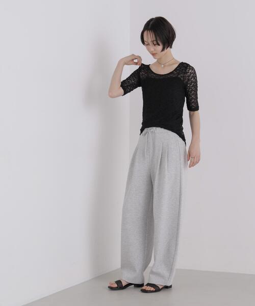 NANO universe(ナノユニバース)の「前後2wayシアーストレッチレーストップス(Tシャツ/カットソー・レディース・ブラック/ブラウン/アイボリー・FREE)」の7枚目の写真