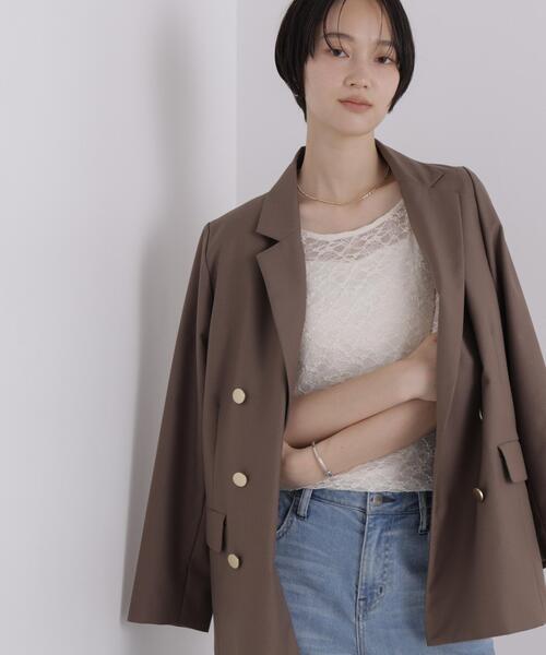 NANO universe(ナノユニバース)の「前後2wayシアーストレッチレーストップス(Tシャツ/カットソー・レディース・ブラック/ブラウン/アイボリー・FREE)」の19枚目の写真