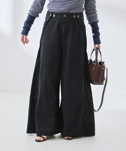 Uhr（ウーア）の「Uhr/ウーア Wide Corduroy Pants パンツ（その他パンツ・レディース・ネイビー/ブラウン・36/38）」の2枚目の写真