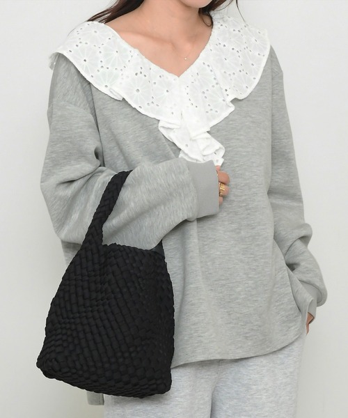 junoah(ジュノア)の「レースカラーフリルスウェット(スウェット・レディース・杢グレー/ブラウン/ブラック・SMALL/MEDIUM/LARGE)」の10枚目の写真