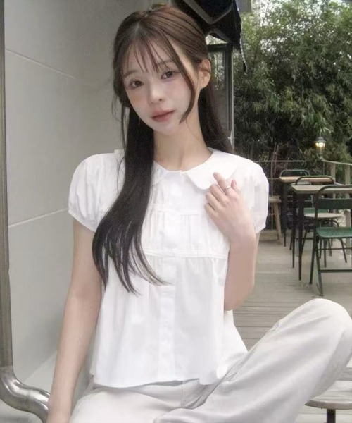 STAY MOTION（ステイモーション）の「【WEB限定】丸襟パフスリーブ小花柄ブラウス［骨格ウェーブ／フェミニン／ガーリー／韓国ファッション］（シャツ/ブラウス・レディース・オフホワイト/ホワイト系その他・F）」の8枚目の写真