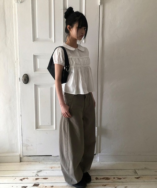 STAY MOTION（ステイモーション）の「【WEB限定】丸襟パフスリーブ小花柄ブラウス［骨格ウェーブ／フェミニン／ガーリー／韓国ファッション］（シャツ/ブラウス・レディース・オフホワイト/ホワイト系その他・F）」の13枚目の写真