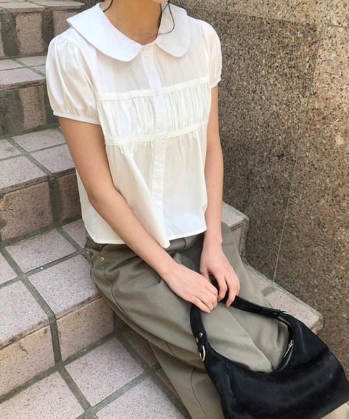 STAY MOTION（ステイモーション）の「【WEB限定】丸襟パフスリーブ小花柄ブラウス［骨格ウェーブ／フェミニン／ガーリー／韓国ファッション］（シャツ/ブラウス・レディース・オフホワイト/ホワイト系その他・F）」の10枚目の写真