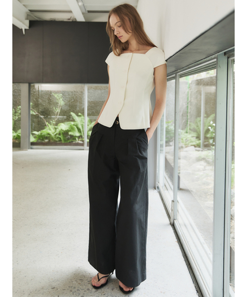 LETQSTUDIO(レチケットスタジオ)の「プリーツループリネンパンツ、ブラック(その他パンツ・レディース・その他・SMALL/MEDIUM)」の3枚目の写真