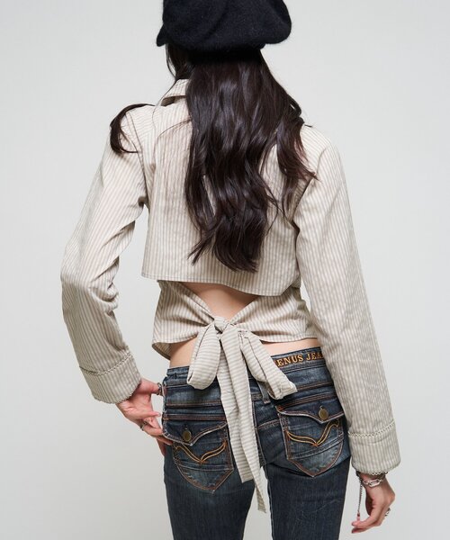 Баткрибонструп‑футболка (Back Ribbon Stripe Shirt)