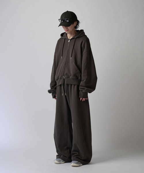Lui's(ルイス)の「【Neucon】VOLUME DOUBLE ZIP HOODIE / ボリュームダブルジップスウェットパーカー / セットアップ対応(パーカー・メンズ・チャコールグレー/ブラック/杢グレー・2/1)」の22枚目の写真