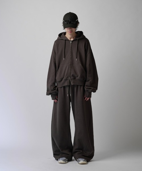 Lui's(ルイス)の「【Neucon】VOLUME DOUBLE ZIP HOODIE / ボリュームダブルジップスウェットパーカー / セットアップ対応(パーカー・メンズ・チャコールグレー/ブラック/杢グレー・2/1)」の21枚目の写真