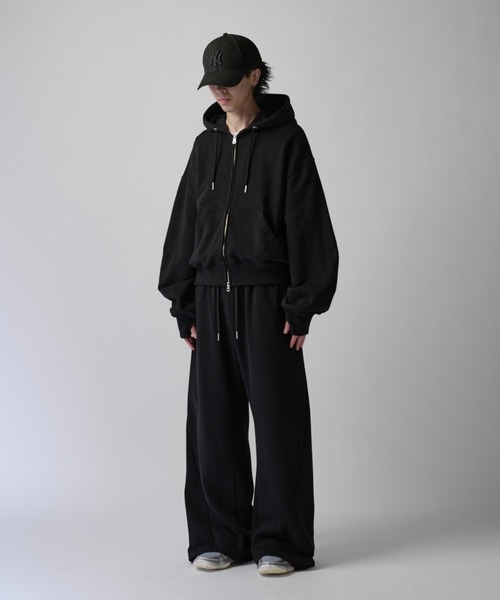 Lui's(ルイス)の「【Neucon】VOLUME DOUBLE ZIP HOODIE / ボリュームダブルジップスウェットパーカー / セットアップ対応(パーカー・メンズ・チャコールグレー/ブラック/杢グレー・2/1)」の14枚目の写真