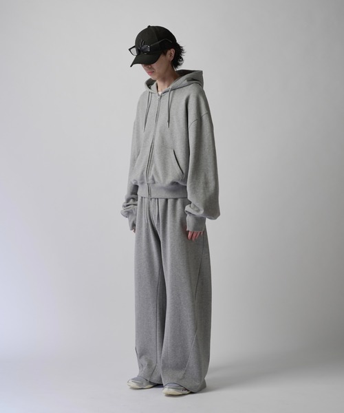 Lui's(ルイス)の「【Neucon】VOLUME DOUBLE ZIP HOODIE / ボリュームダブルジップスウェットパーカー / セットアップ対応(パーカー・メンズ・チャコールグレー/ブラック/杢グレー・2/1)」の18枚目の写真