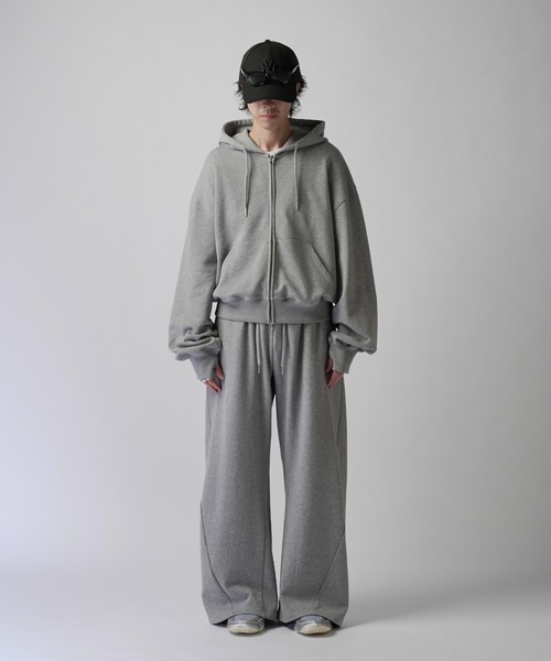Lui's(ルイス)の「【Neucon】VOLUME DOUBLE ZIP HOODIE / ボリュームダブルジップスウェットパーカー / セットアップ対応(パーカー・メンズ・チャコールグレー/ブラック/杢グレー・2/1)」の17枚目の写真