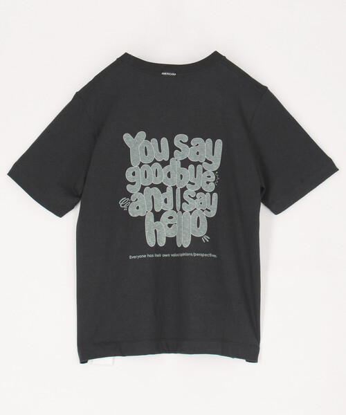 AMERICANA/アメリカーナ 丸胴 ラフィー バックプリント Tシャツ / I