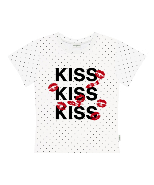 ESCAPEFROM(エスケープフロム)の「KISS KISS KISSプリントドットスリムフィット半袖Tシャツホワイト(Tシャツ/カットソー・レディース・その他・MEDIUM)」の1枚目の写真