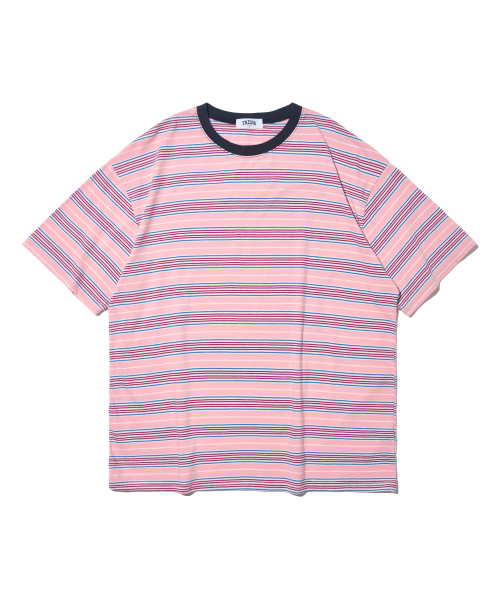 TAILOR STUDIO(テーラースタジオ)の「オールデイマルチストライプ半袖Tシャツ(ピンク)(Tシャツ/カットソー・レディース・その他・FREE)」の1枚目の写真