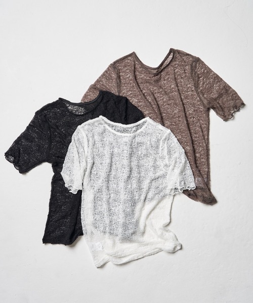 My shawty(マイシャウティー)の「lace short sleeve(Tシャツ/カットソー・レディース・ホワイト/チャコールグレー/ブラック・FREE)」の4枚目の写真