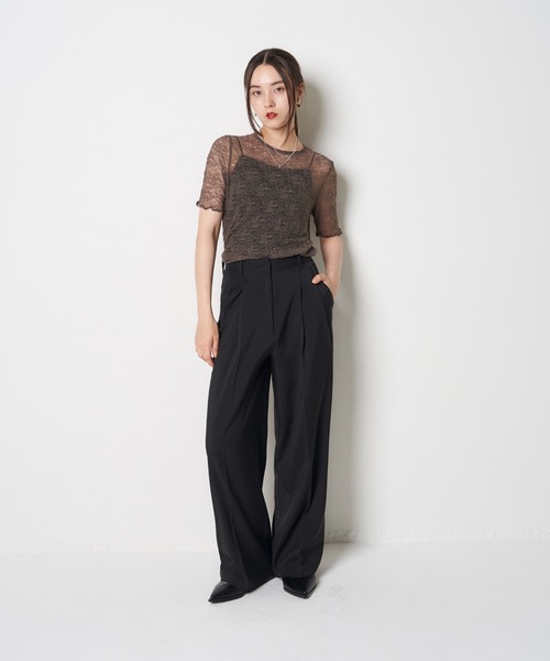 My shawty(マイシャウティー)の「lace short sleeve(Tシャツ/カットソー・レディース・ホワイト/チャコールグレー/ブラック・FREE)」の9枚目の写真
