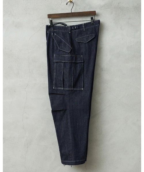 WAIPER.inc(ワイパーインク)の「WAIPER.inc 米軍 M-65 カーゴパンツ KURABO DENIM【WP1173】(デニムパンツ・メンズ・ネイビー/ネイビー×ホワイト・L/M/S/XL)」の4枚目の写真