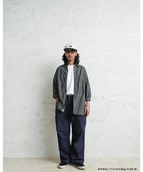 WAIPER.inc(ワイパーインク)の「WAIPER.inc 米軍 M-65 カーゴパンツ KURABO DENIM【WP1173】(デニムパンツ・メンズ・ネイビー/ネイビー×ホワイト・L/M/S/XL)」の10枚目の写真