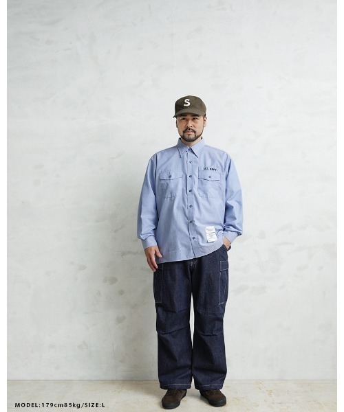 WAIPER.inc(ワイパーインク)の「WAIPER.inc 米軍 M-65 カーゴパンツ KURABO DENIM【WP1173】(デニムパンツ・メンズ・ネイビー/ネイビー×ホワイト・L/M/S/XL)」の18枚目の写真