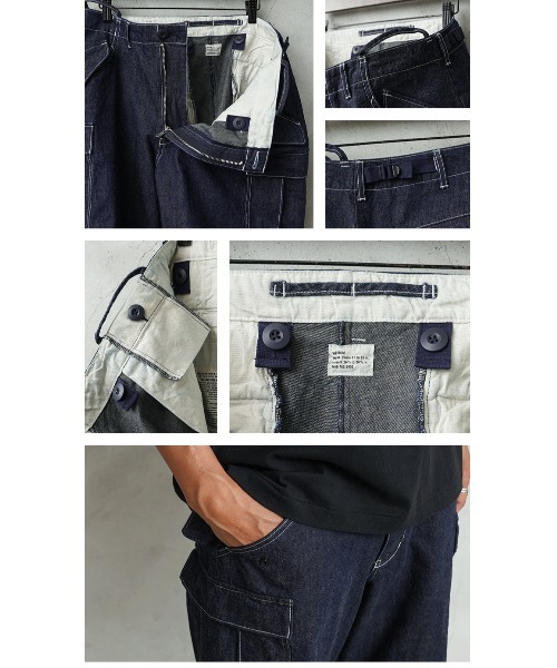 WAIPER.inc(ワイパーインク)の「WAIPER.inc 米軍 M-65 カーゴパンツ KURABO DENIM【WP1173】(デニムパンツ・メンズ・ネイビー/ネイビー×ホワイト・L/M/S/XL)」の19枚目の写真