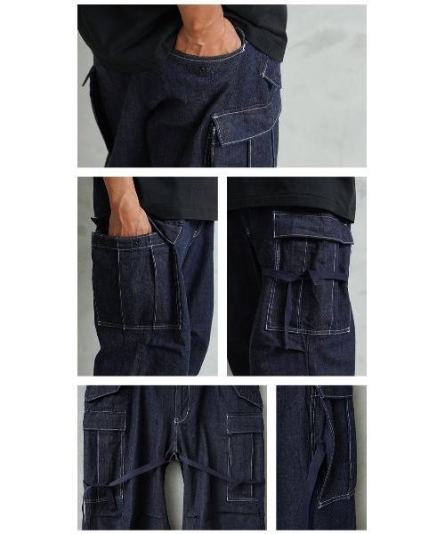 WAIPER.inc(ワイパーインク)の「WAIPER.inc 米軍 M-65 カーゴパンツ KURABO DENIM【WP1173】(デニムパンツ・メンズ・ネイビー/ネイビー×ホワイト・L/M/S/XL)」の20枚目の写真