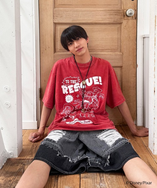 DOUBLE NAME(ダブルネーム)の「【TOY STORY】”TO THE RESCUE!”加工BIG TEE(Tシャツ/カットソー・レディース・レッド/ベージュ/パープル・FREE)」の17枚目の写真