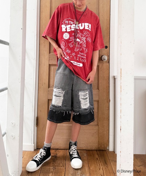 DOUBLE NAME(ダブルネーム)の「【TOY STORY】”TO THE RESCUE!”加工BIG TEE(Tシャツ/カットソー・レディース・レッド/ベージュ/パープル・FREE)」の18枚目の写真