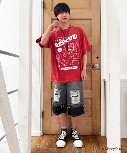 DOUBLE NAME(ダブルネーム)の「【TOY STORY】”TO THE RESCUE!”加工BIG TEE(Tシャツ/カットソー・レディース・レッド/ベージュ/パープル・FREE)」の19枚目の写真