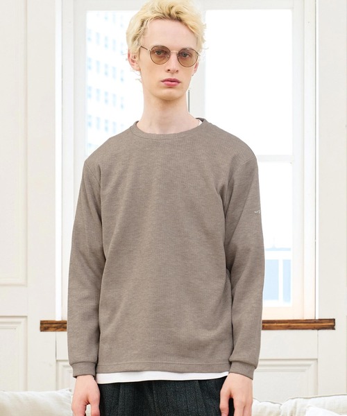 CALL&RESPONSE（コールアンドレスポンス）の「mlt5768- 長袖PO ﾏｲｸﾛｹｰﾌﾞﾙﾆｯﾄｿｰ(264-1321-03)（Tシャツ/カットソー・メンズ・ブラック/グレイッシュベージュ・5/4/2）」の3枚目の写真