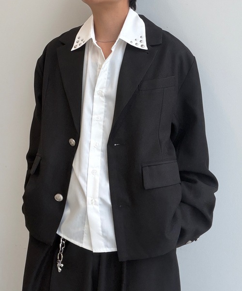 MandO(エムオー)(エムオー)の「【ユニセックス】短丈スタッズアクセントシャツ(シャツ/ブラウス・メンズ・ブルー/オフホワイト・MEDIUM/LARGE)」の21枚目の写真