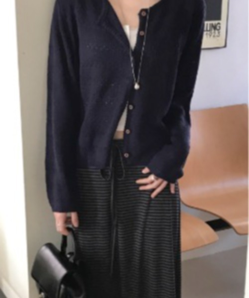 LOENNE(ロエヌ)の「Striped Drawstring Maxi Skirt / ボーダードローストリングマキシスカート(スカート・レディース・ブラウン/ブラック/グレー・FREE)」の10枚目の写真
